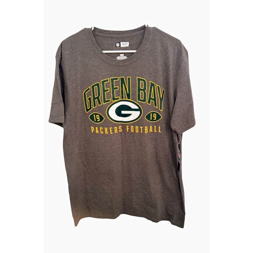 NFL Team Apparel Green Bay Packers NFL Football Tshirt Gray Green Yellow size L